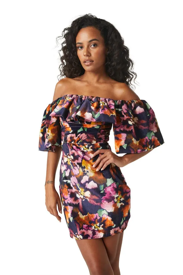 Women MISA Los Angeles Dresses ANETTA DRESS Libra Fleur Velvet