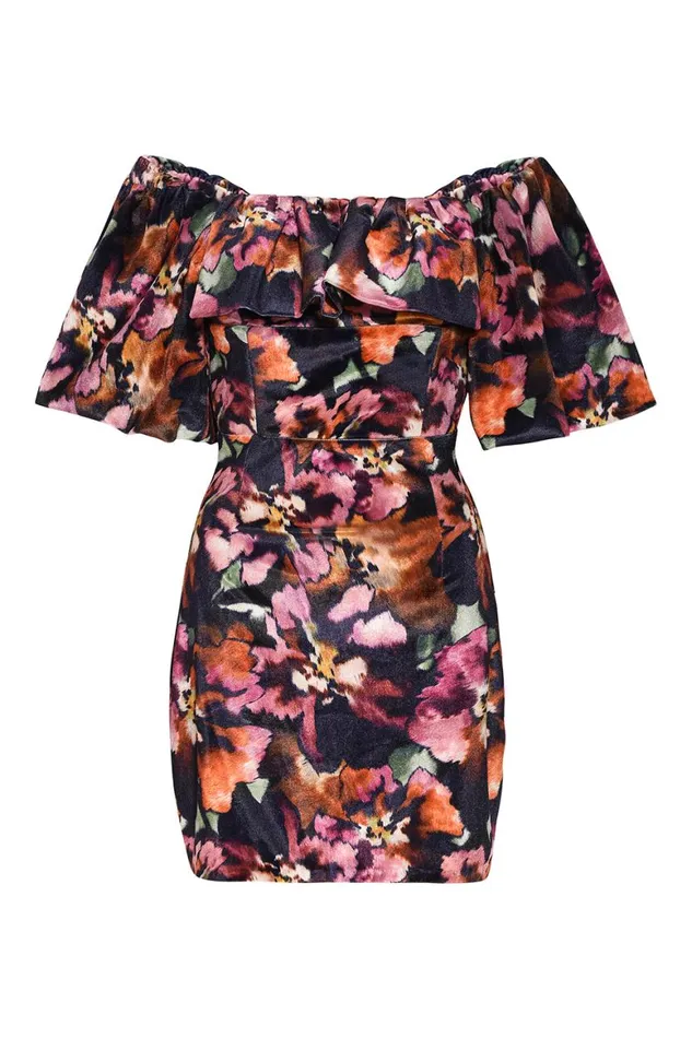Women MISA Los Angeles Dresses ANETTA DRESS Libra Fleur Velvet