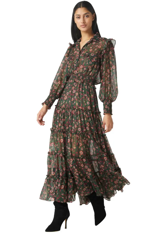 Women MISA Los Angeles Dresses AYDENIZ DRESS Evergreen Blooms