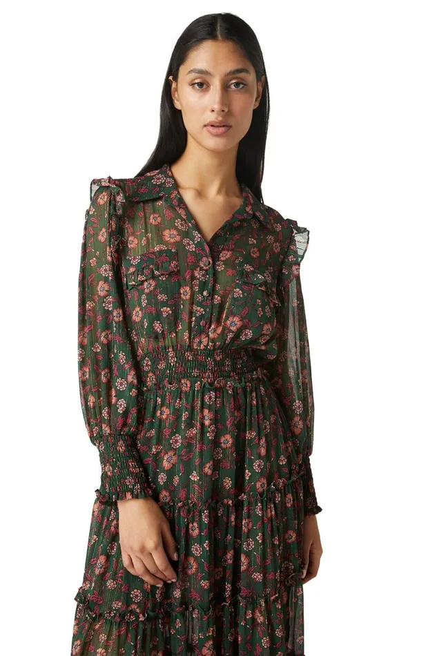Women MISA Los Angeles Dresses AYDENIZ DRESS Evergreen Blooms