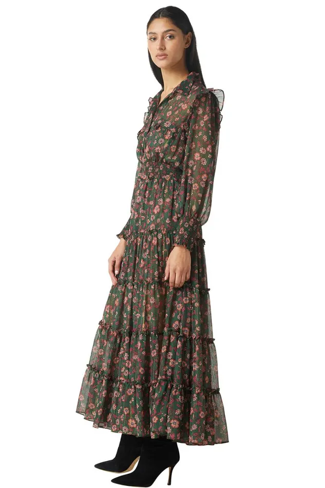 Women MISA Los Angeles Dresses AYDENIZ DRESS Evergreen Blooms