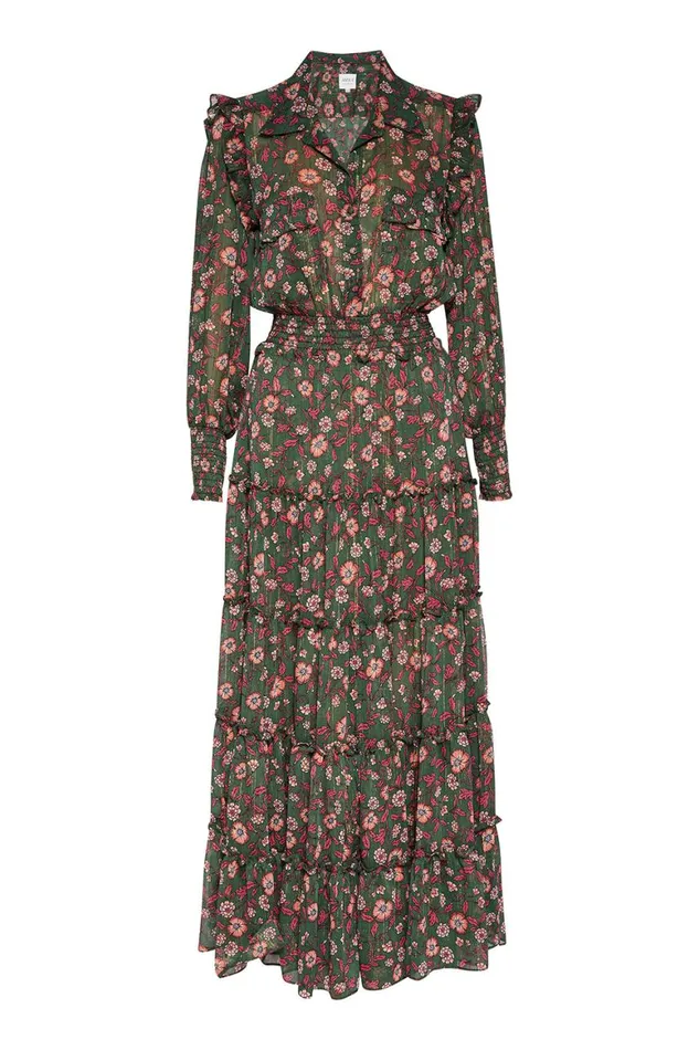 Women MISA Los Angeles Dresses AYDENIZ DRESS Evergreen Blooms