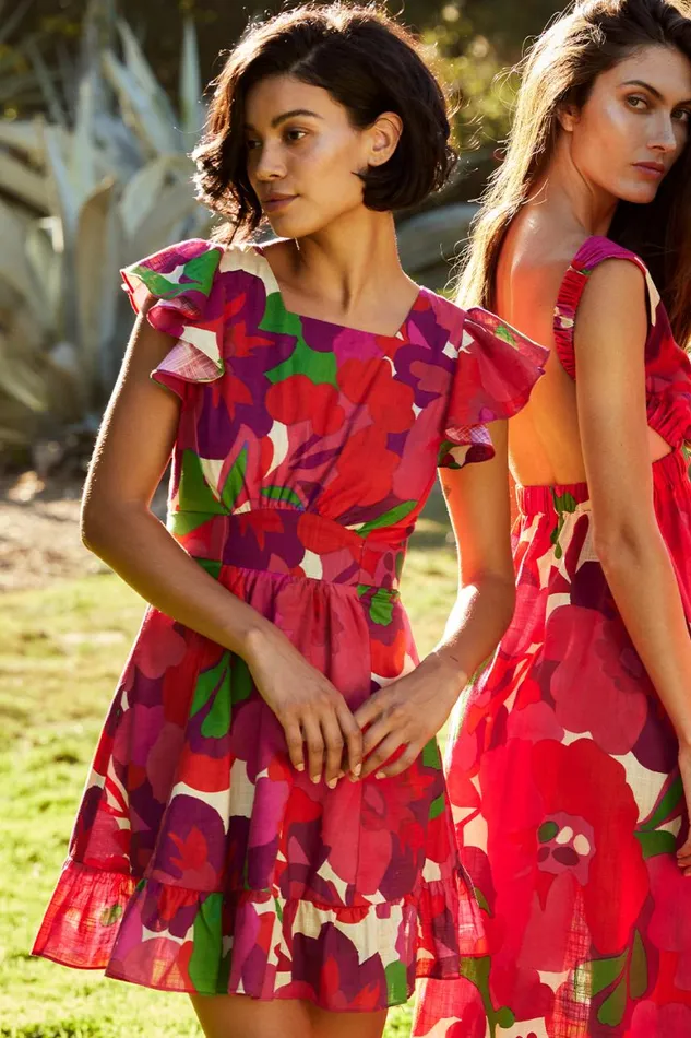 Women MISA Los Angeles Dresses BELINDA DRESS Flora Rosada