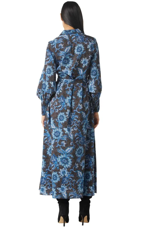 Women MISA Los Angeles Dresses BETTINA DRESS Blue Sunflower