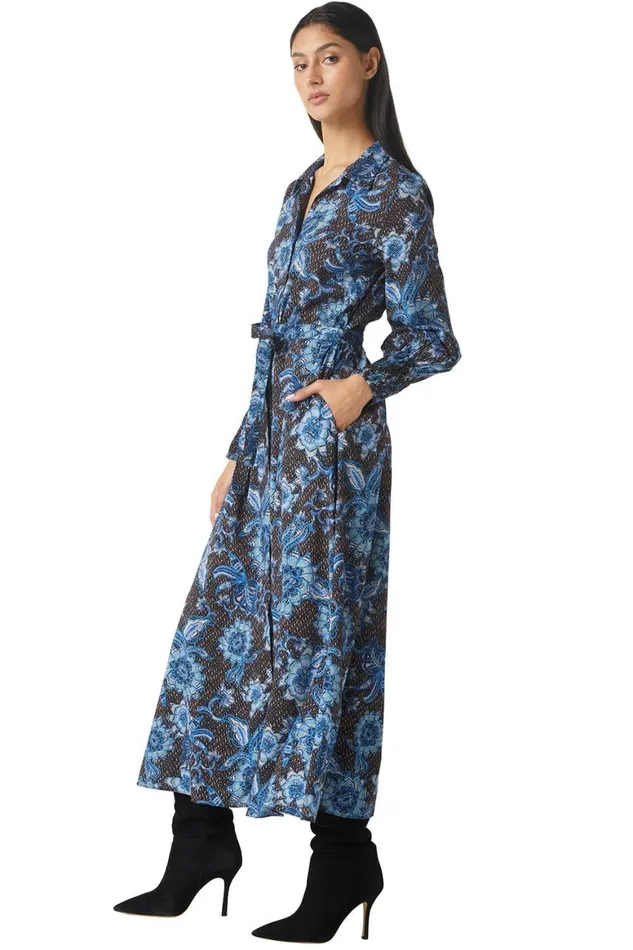 Women MISA Los Angeles Dresses BETTINA DRESS Blue Sunflower