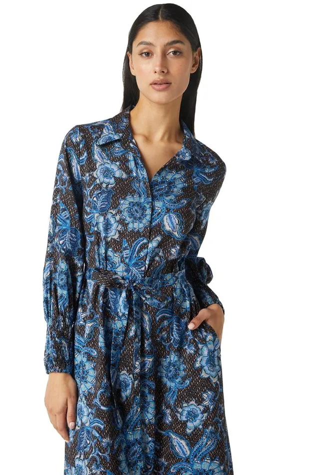 Women MISA Los Angeles Dresses BETTINA DRESS Blue Sunflower