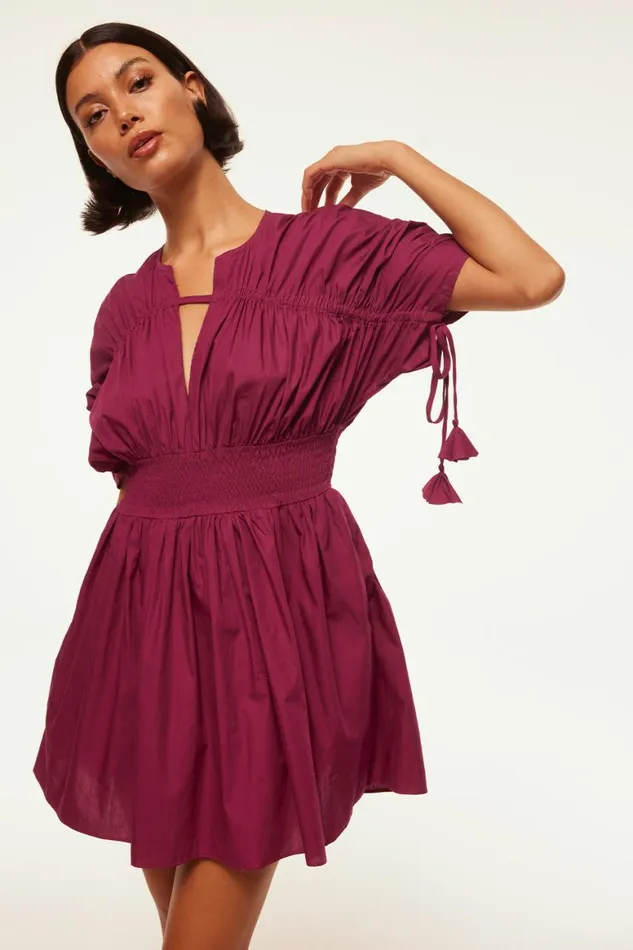 Women MISA Los Angeles Dresses CAMILA DRESS Orchid Cotton Poplin