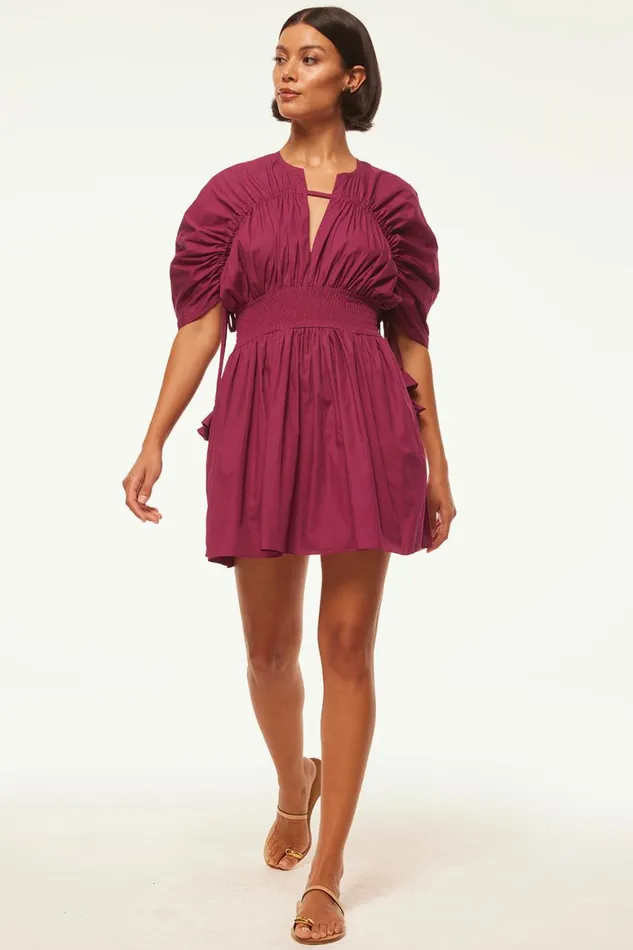 Women MISA Los Angeles Dresses CAMILA DRESS Orchid Cotton Poplin