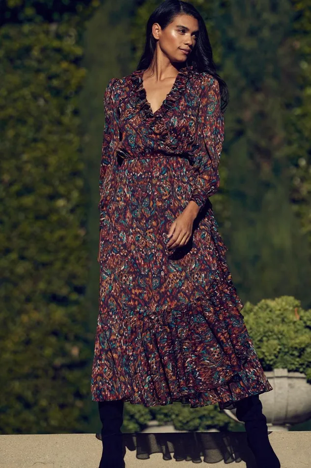 Women MISA Los Angeles Dresses CHARLOTTE DRESS Peacock Abstract