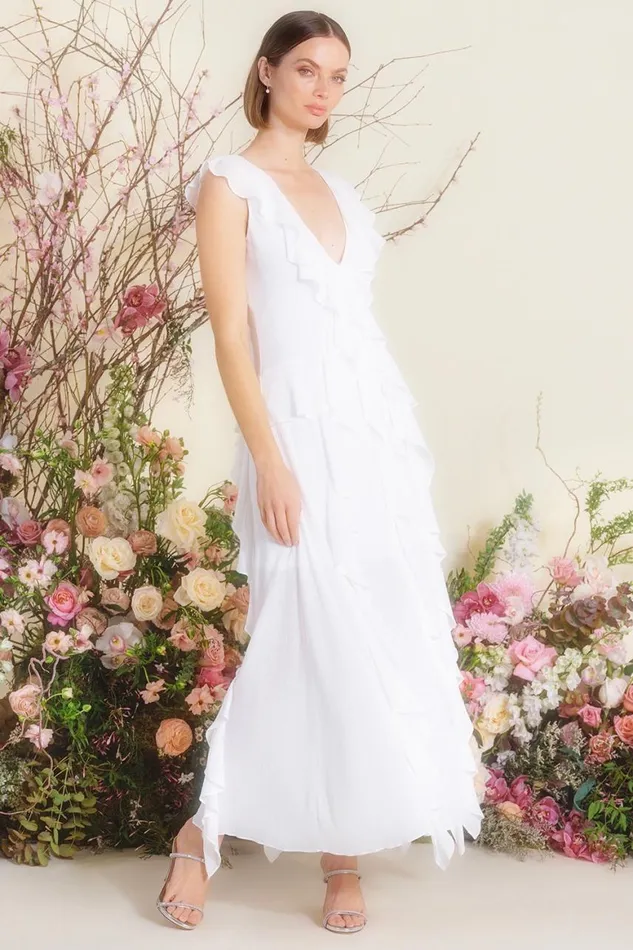Women MISA Los Angeles Dresses CLAUDITA DRESS White