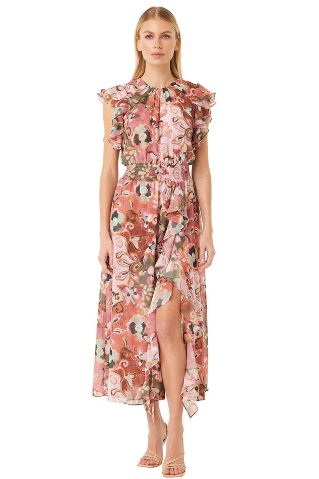 Women MISA Los Angeles Dresses DALITA DRESS Resort Batik Chiffon