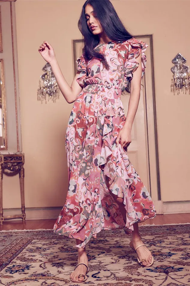 Women MISA Los Angeles Dresses DALITA DRESS Resort Batik Chiffon