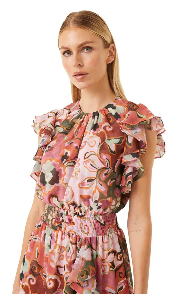 Women MISA Los Angeles Dresses DALITA DRESS Resort Batik Chiffon