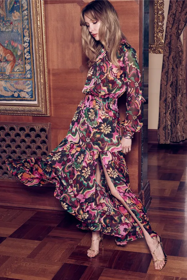 Women MISA Los Angeles Dresses DAPHNE DRESS Flora Groove Chiffon
