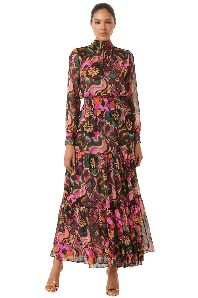 Women MISA Los Angeles Dresses DAPHNE DRESS Flora Groove Chiffon