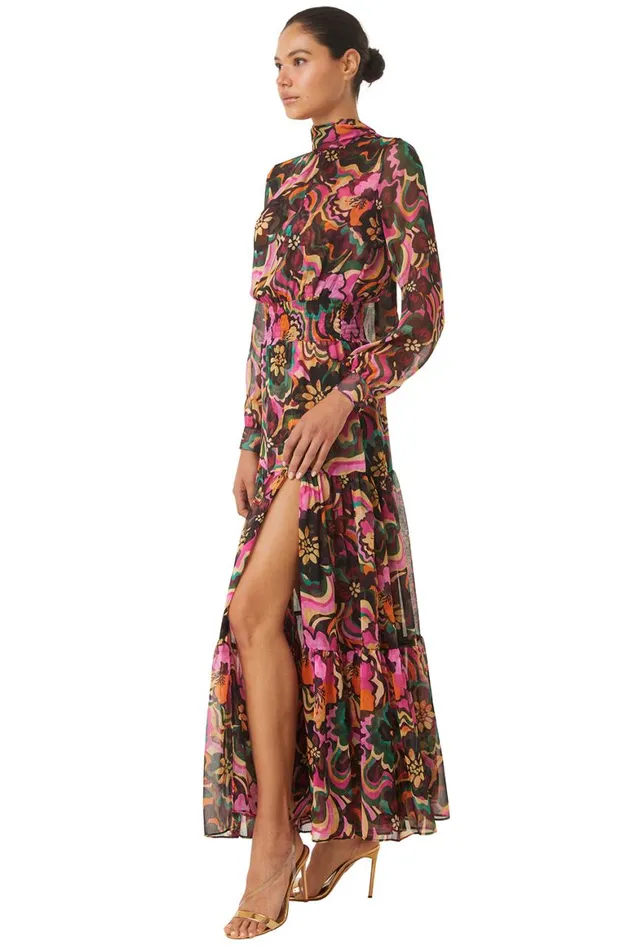Women MISA Los Angeles Dresses DAPHNE DRESS Flora Groove Chiffon