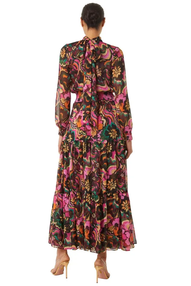 Women MISA Los Angeles Dresses DAPHNE DRESS Flora Groove Chiffon