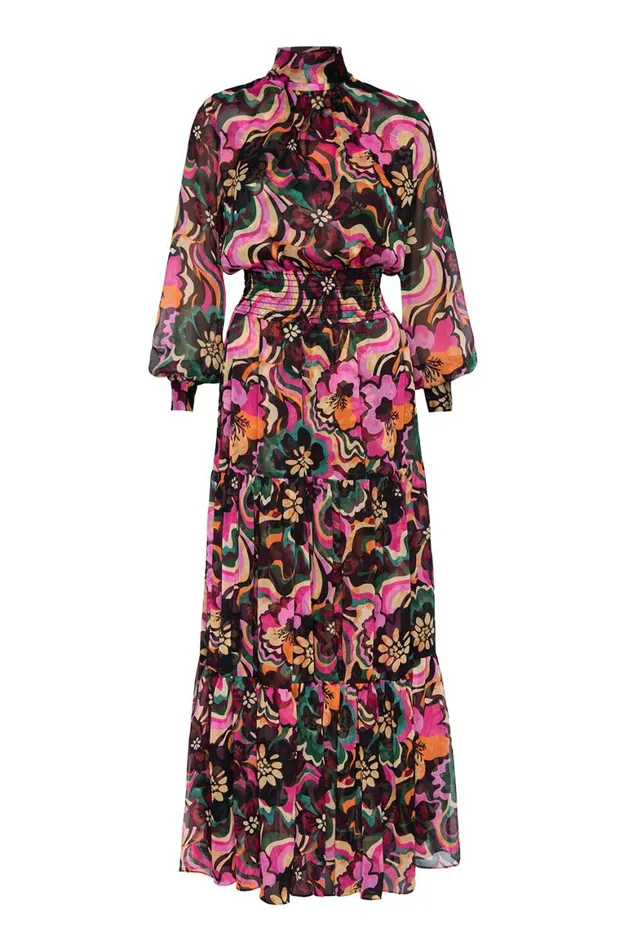 Women MISA Los Angeles Dresses DAPHNE DRESS Flora Groove Chiffon