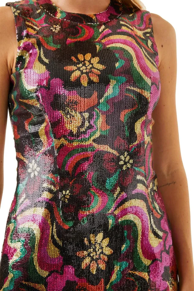 Women MISA Los Angeles Dresses EDIE DRESS Flora Groove Sequin