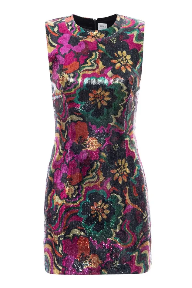 Women MISA Los Angeles Dresses EDIE DRESS Flora Groove Sequin