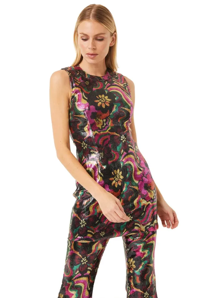 Women MISA Los Angeles Dresses EDIE DRESS Flora Groove Sequin