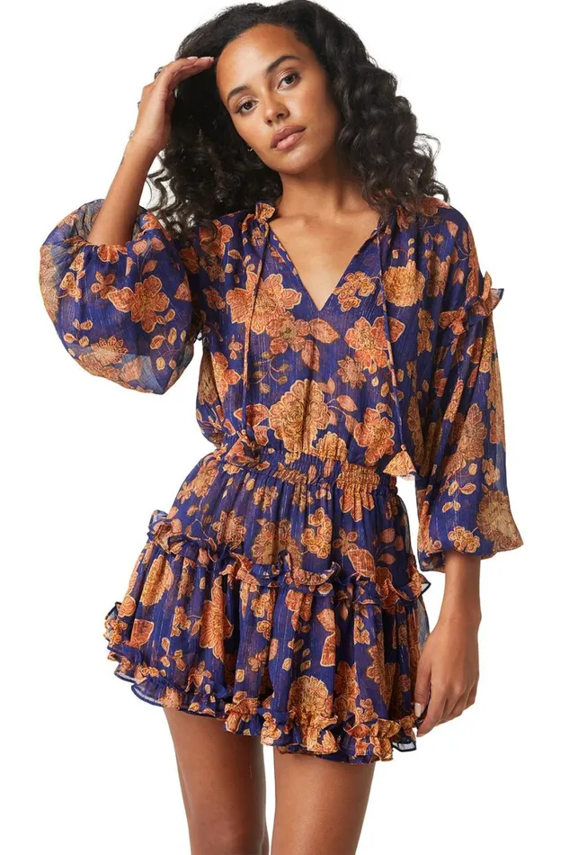 Women MISA Los Angeles Dresses ELENA DRESS Blue Marigold