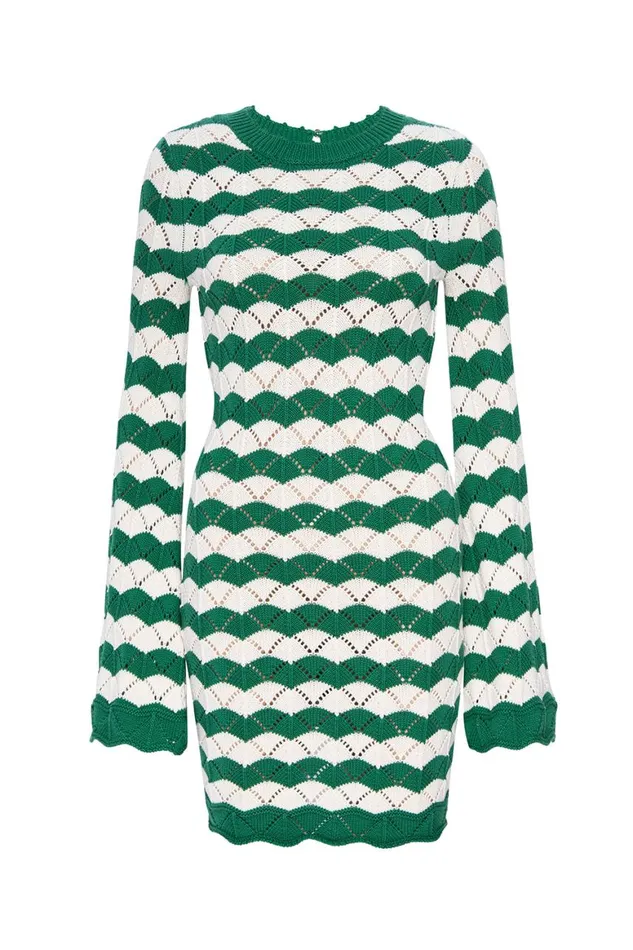 Women MISA Los Angeles Dresses EVELIN DRESS Emerald Stripe