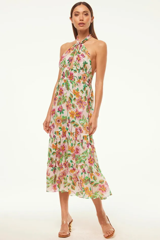 Women MISA Los Angeles Dresses KAROLINA DRESS Flora Exotica Chiffon