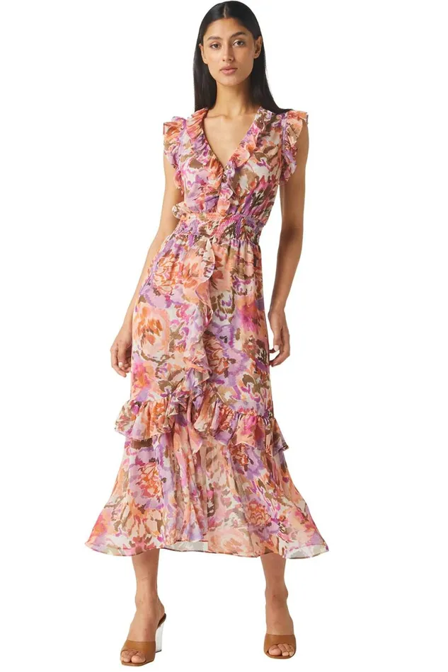 Women MISA Los Angeles Dresses KIDADA DRESS Sunset Blooms