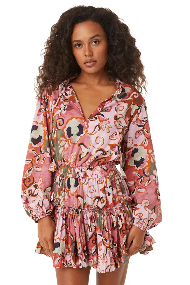 Women MISA Los Angeles Dresses LORENA DRESS Resort Batik Cotton Rayon