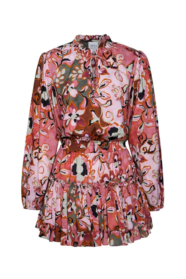 Women MISA Los Angeles Dresses LORENA DRESS Resort Batik Cotton Rayon