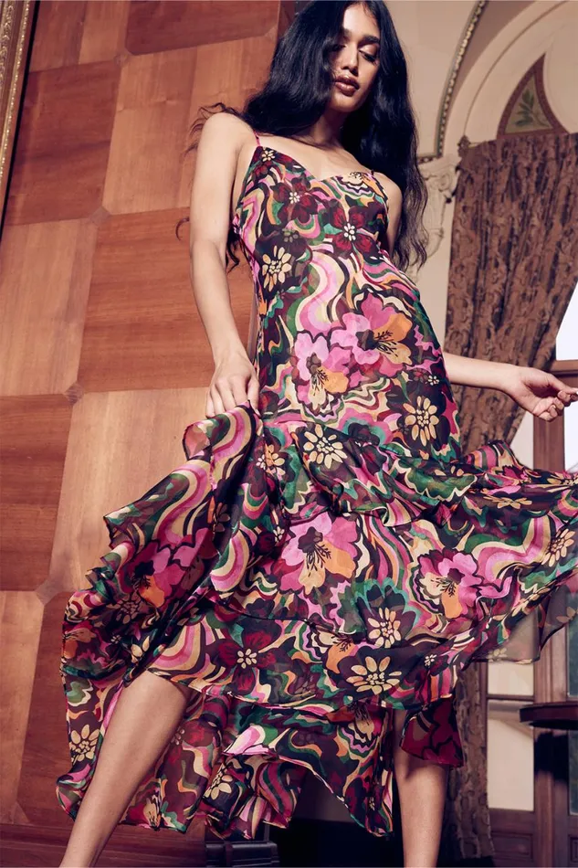 Women MISA Los Angeles Dresses MARISA DRESS Flora Groove Chiffon