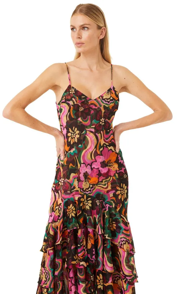 Women MISA Los Angeles Dresses MARISA DRESS Flora Groove Chiffon