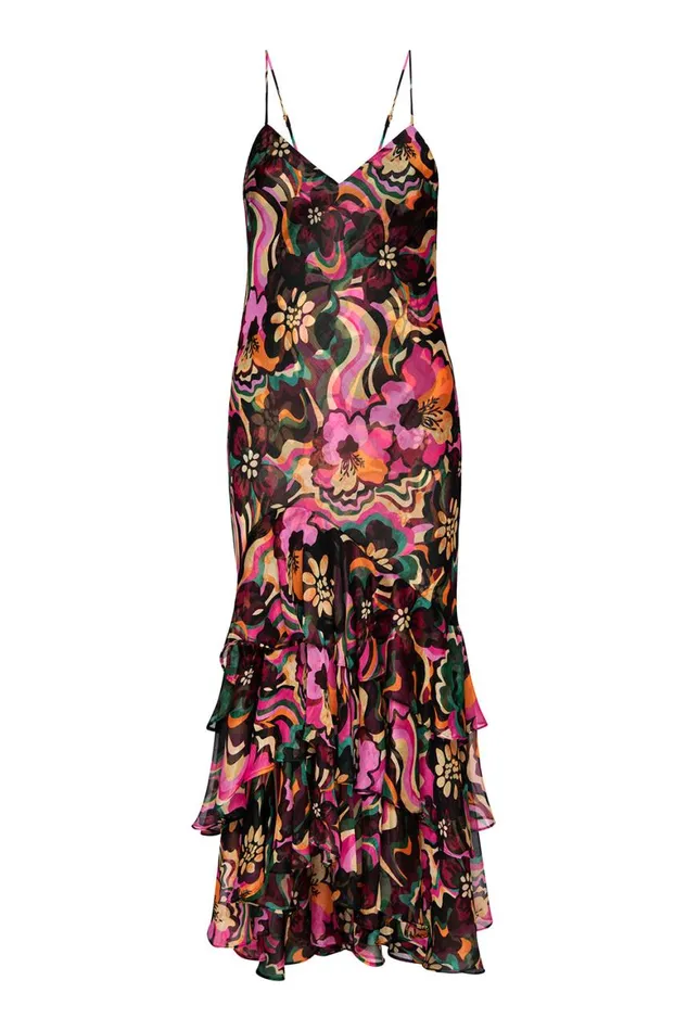 Women MISA Los Angeles Dresses MARISA DRESS Flora Groove Chiffon