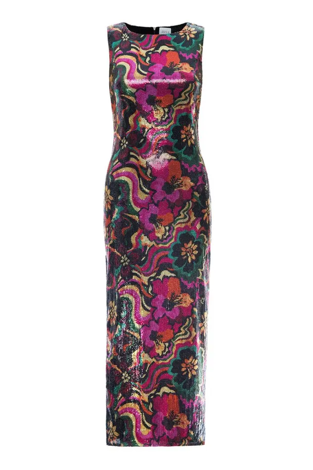 Women MISA Los Angeles Dresses NAKIA DRESS Flora Groove Sequin