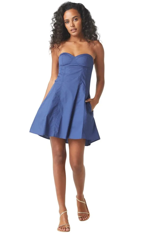 Women MISA Los Angeles Dresses NISHA DRESS Indigo Blue