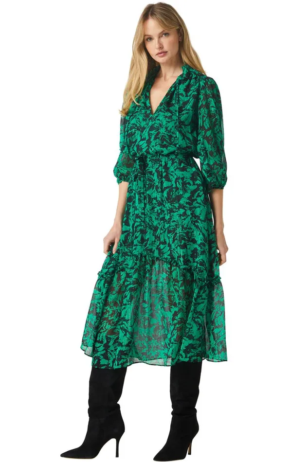 Women MISA Los Angeles Dresses OLIVIA DRESS Emerald Abstract