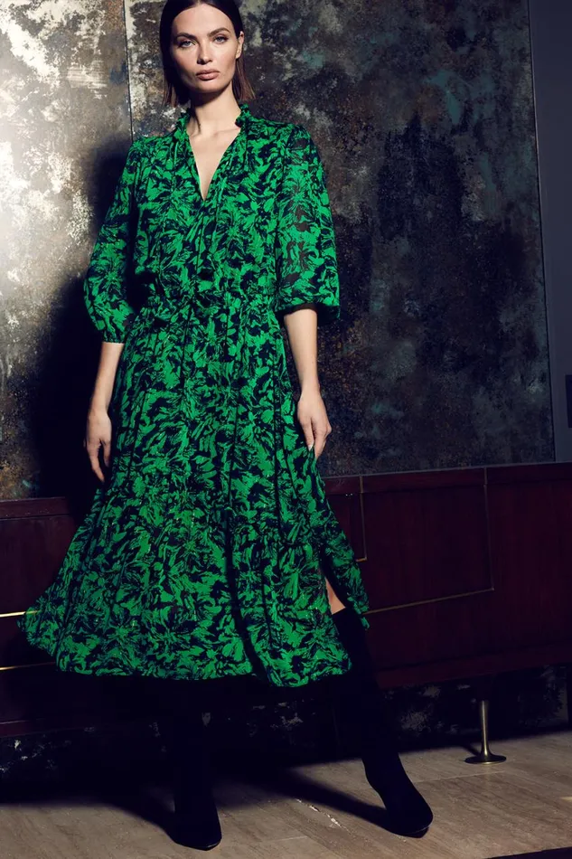 Women MISA Los Angeles Dresses OLIVIA DRESS Emerald Abstract