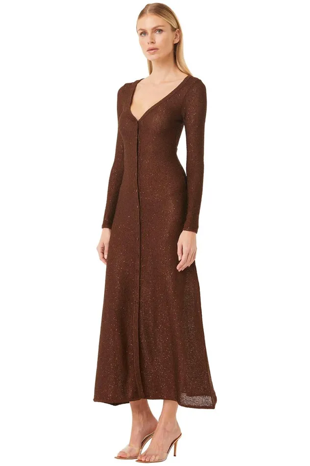 Women MISA Los Angeles Dresses RAFAEL CARDIGAN Chocolate Shimmer