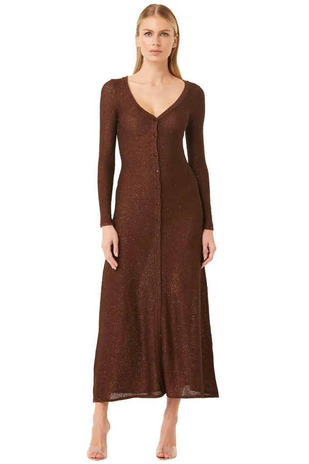 Women MISA Los Angeles Dresses RAFAEL CARDIGAN Chocolate Shimmer