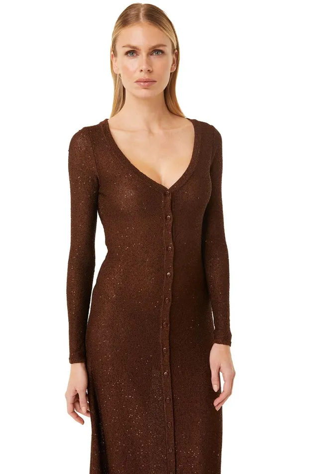Women MISA Los Angeles Dresses RAFAEL CARDIGAN Chocolate Shimmer