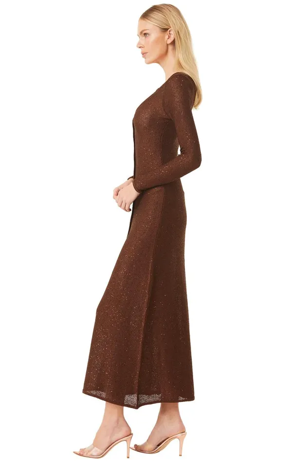 Women MISA Los Angeles Dresses RAFAEL CARDIGAN Chocolate Shimmer