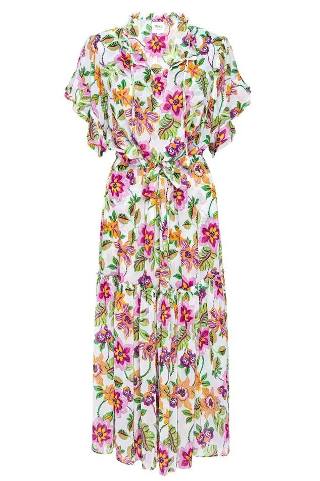 Women MISA Los Angeles Dresses RANJANA DRESS Flora Exotica Chiffon