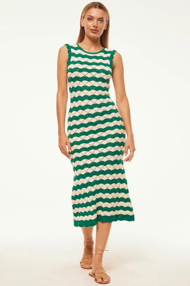 Women MISA Los Angeles Dresses ROSALBA DRESS Emerald Stripe