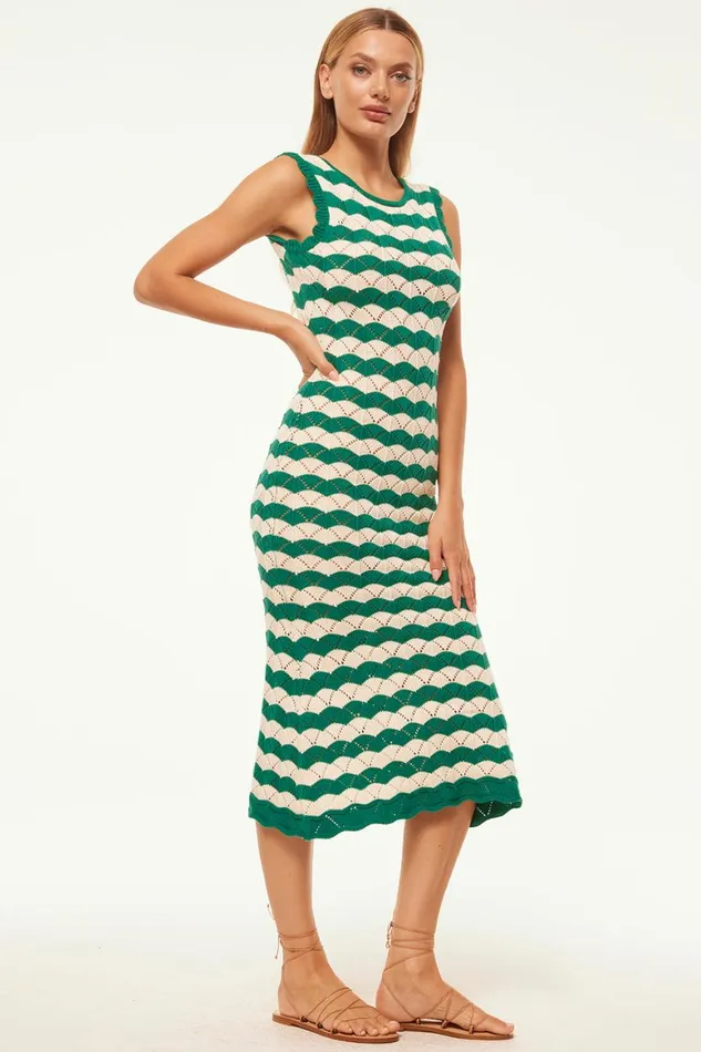 Women MISA Los Angeles Dresses ROSALBA DRESS Emerald Stripe