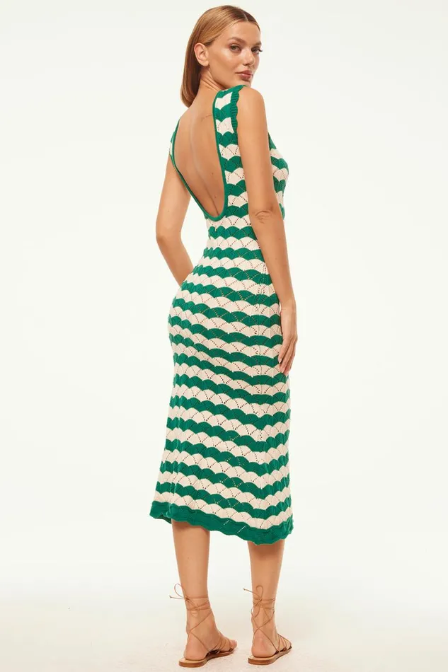 Women MISA Los Angeles Dresses ROSALBA DRESS Emerald Stripe
