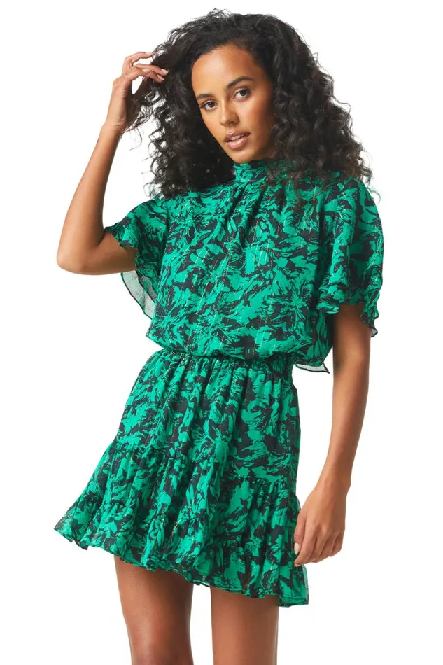 Women MISA Los Angeles Dresses SAFFIE DRESS Emerald Abstract