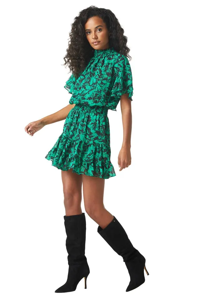 Women MISA Los Angeles Dresses SAFFIE DRESS Emerald Abstract