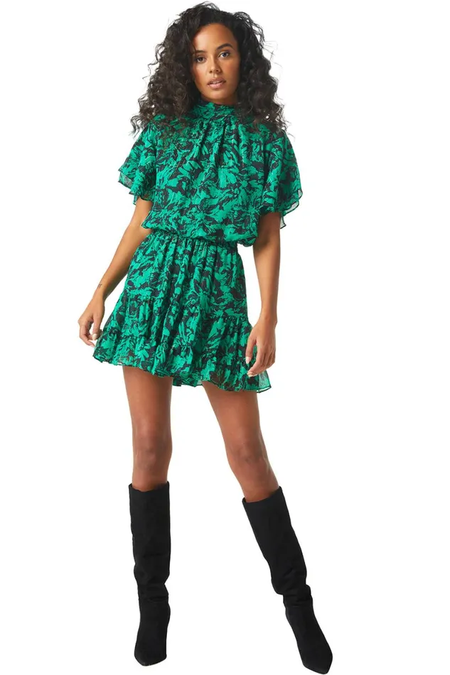Women MISA Los Angeles Dresses SAFFIE DRESS Emerald Abstract