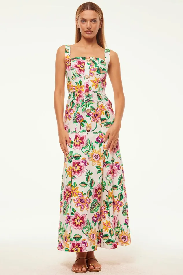Women MISA Los Angeles Dresses SILVANA DRESS Flora Exotica Cotton Poplin